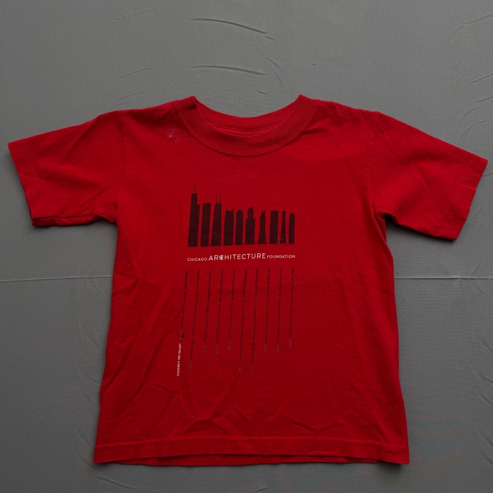 Anvil Chicago Architecture Foundation‎ Red Unisex Kids S Short Sleeve T-Shirt
